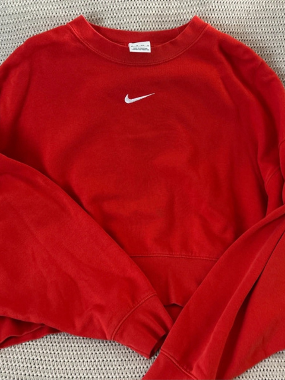Nike Red Women's Crewneck Sweatshirt with White Swoosh